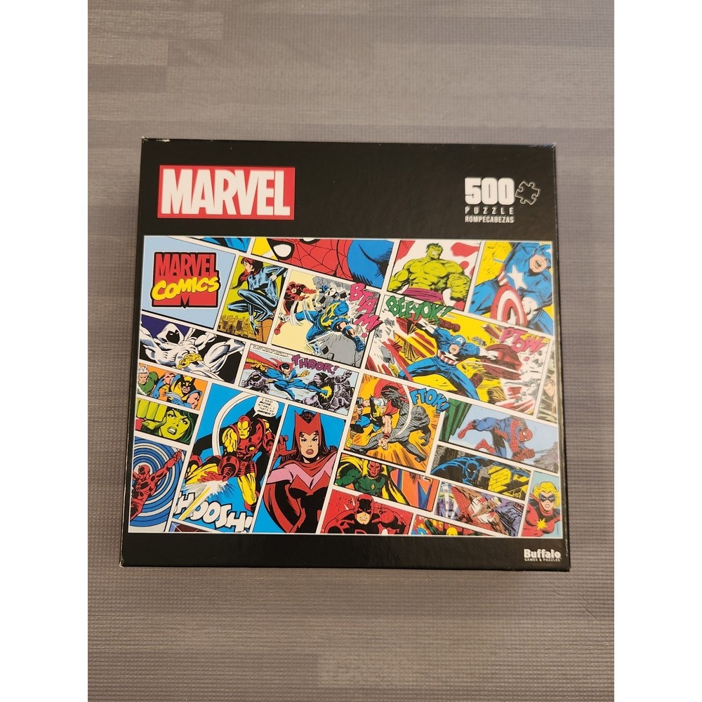 Marvel Comics 500 Piece Jigsaw Puzzle Buffalo Games Avengers Retro Comic Collage
